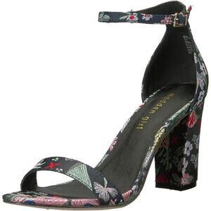 MADDEN GIRL Beella Asian Floral Jacquard Block Heel Ankle Strap Sandals SZ 8